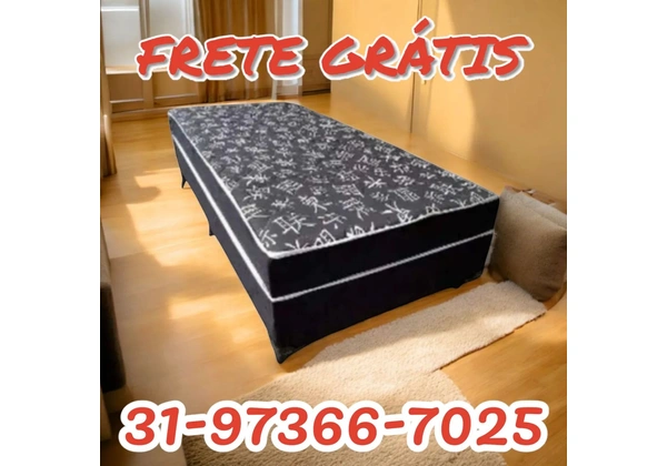 CAMA BOX SOLTEIRO 10CM DE ESPUMA D33 / MACIAS / NOVAS