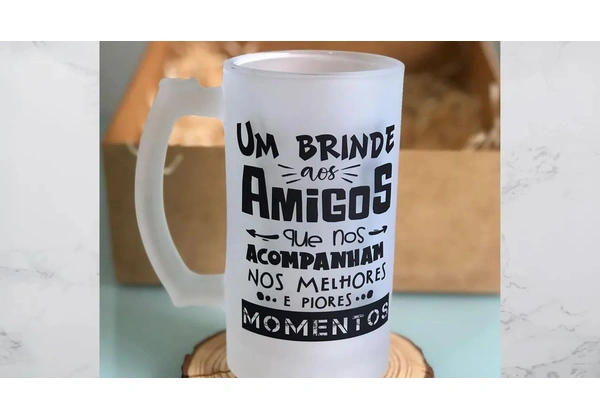 Kit 3 Canecas de Vidro Fosca Personalizada