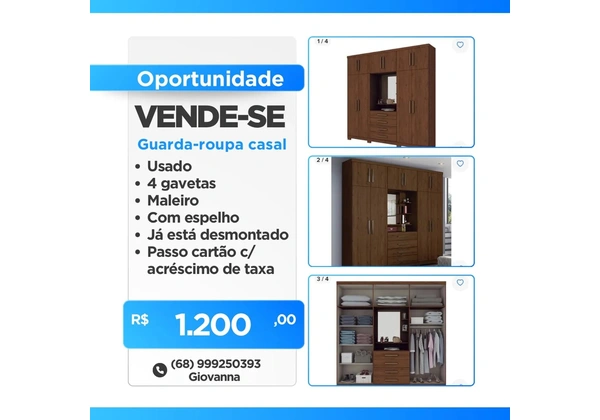 Guarda-roupa Casal Usado - Desmontado