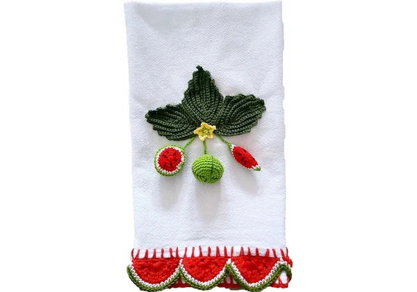PANO DE PRATO MELANCIAS 3D AMIGURUMI