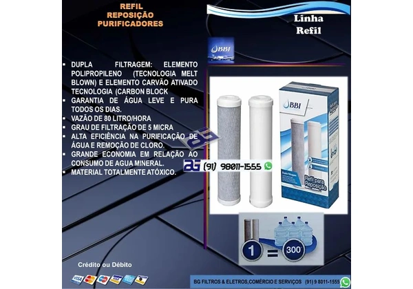 Refil de Reposição para Purificadores de vários Modelos