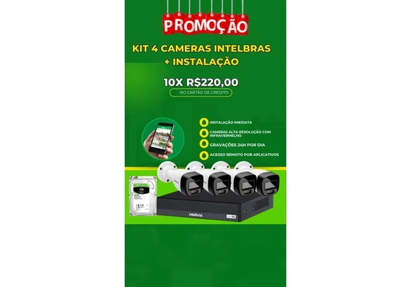 Kit 4 Câmeras Intelbras com Instalação - Promoção Imperdível!
