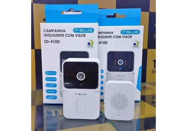 Campainha Inteligente Sem Fio Com Câmera Wi-Fi Voz Registro Visitante