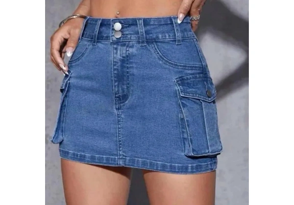 Saia jeans curta - P