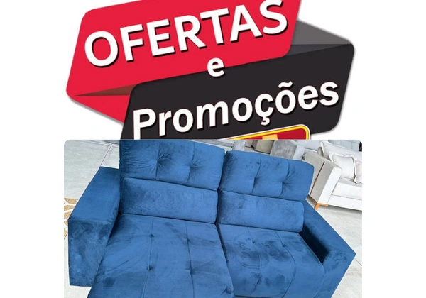 Promoções sofá azul bic 3 lugares retrátil