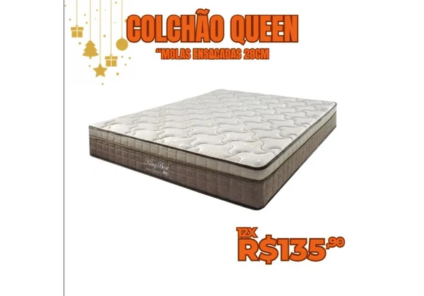 Colchão Queen Molas Ensacadas Certificado - Firme, Confortável e Durável