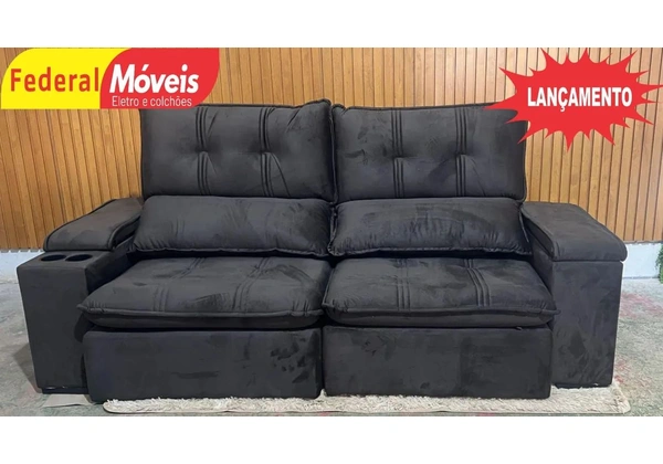 Sofá 2, 24m Lançamento Veludo Retrátil e Reclinável - Oferta