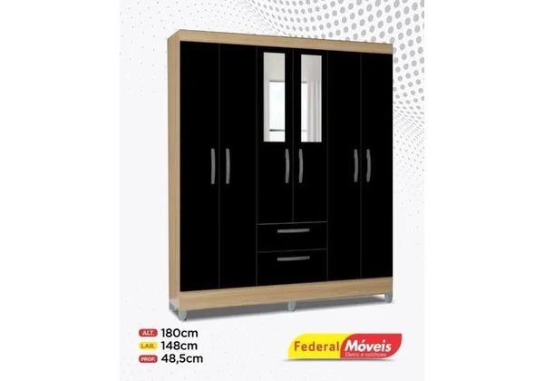 Guarda Roupa 6 Portas 2 Gavetas com Espelho Direto da Fabrica Promoção