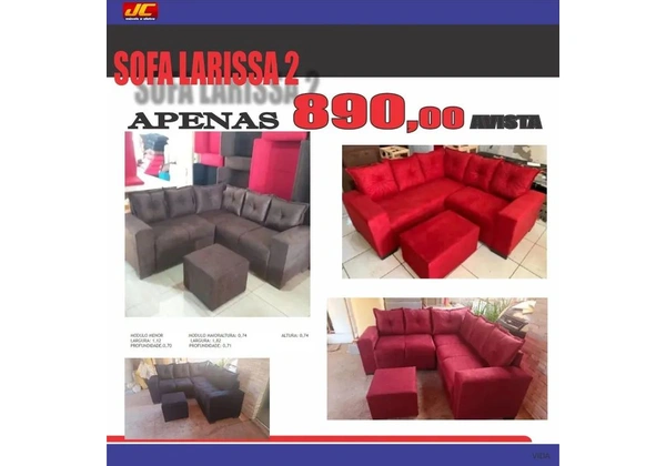 Sofá Larrisa 2 com puff de brinde - Apenas R$ 890, 00 à vista!
