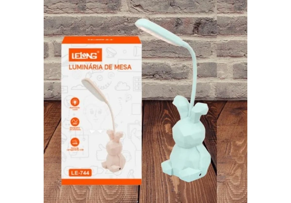 Luminária Mesa Abajur Bichinhos coelho Led Usb Recarregável Flexível