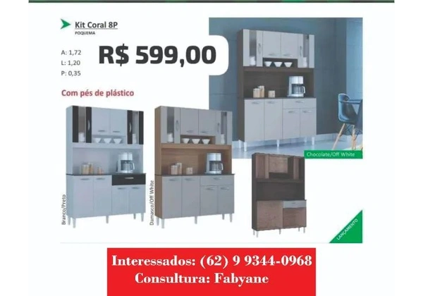 Armario de cozinha kit coral 8p
