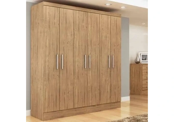 Guarda Roupa Casal 6 Portas Marrom Novo