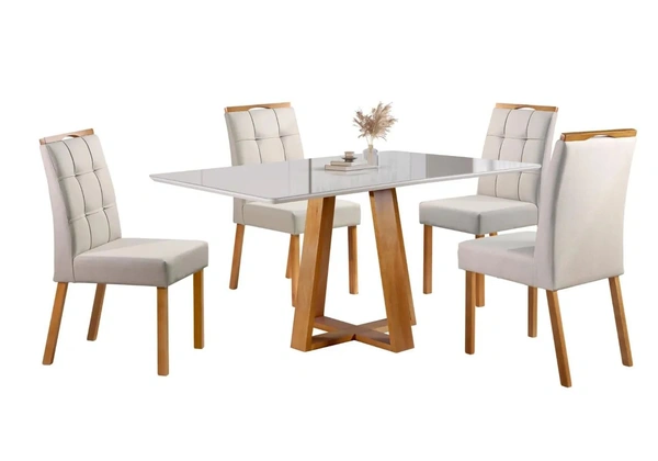 Mesa de jantar retangular 120x80 com 4 cadeiras 100%MADEIRA