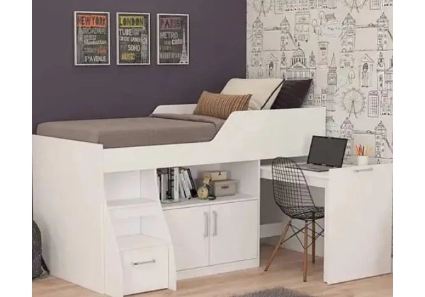 Cama Multifunção Bianca MDF com 2 portas, 1 gavetão e escrivaninha