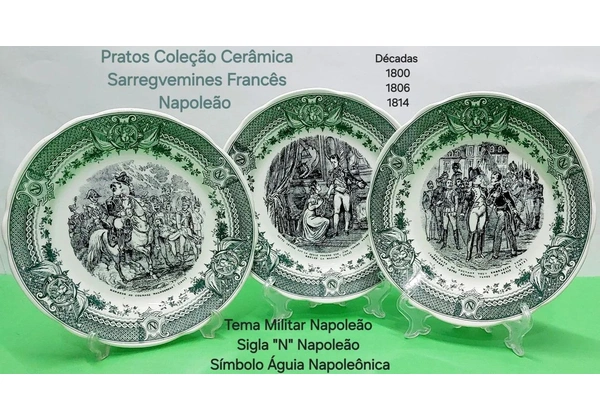 Pratos Vintage Coleção Sarregvemine' Francês Napoleão-3 Pças