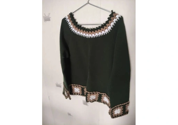 Blusa lã crochê M verde
