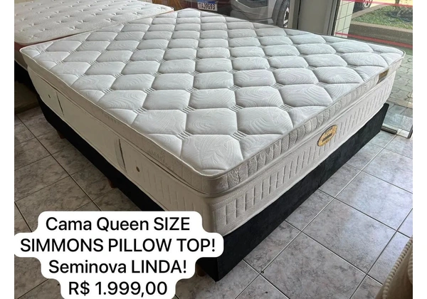 Cama Queen Size Simmons Pillow Top Seminova