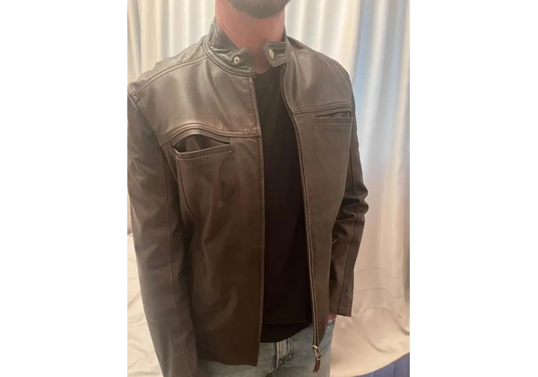 Jaqueta de couro masculina