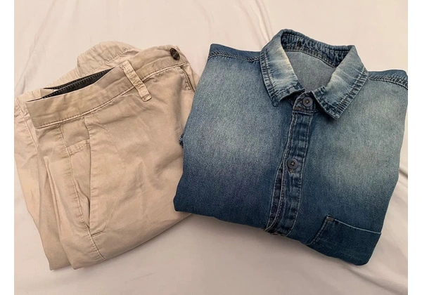 Camisa jeans e bermuda