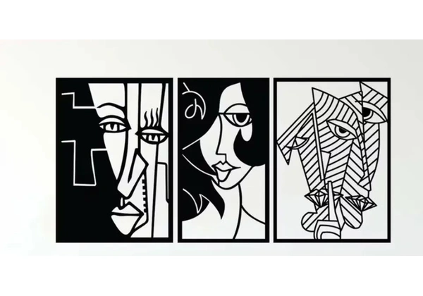 Quadro em MDF vazado rosto abstrato