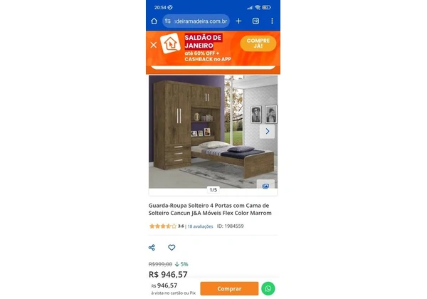 Guarda roupa com cama de solteiro