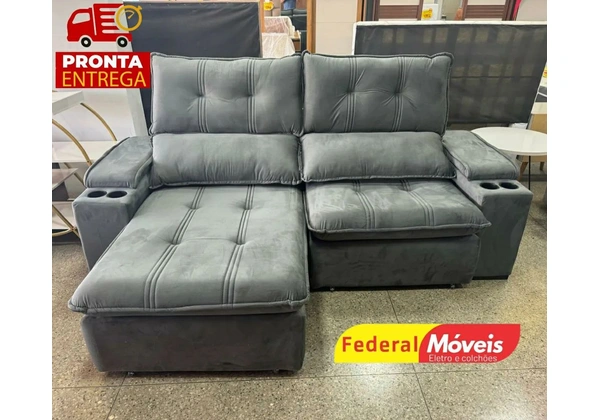 Sofá com Porta Copos Novo Pronta Entrega