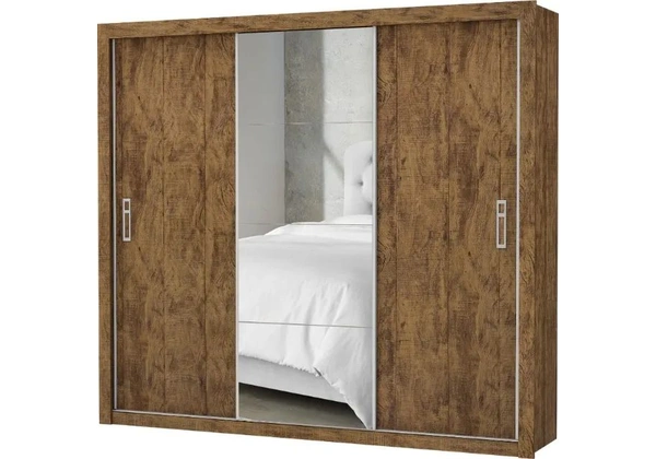 Guarda Roupa c/ Espelho 3 Portas de Correr 4 Gavetas Super Lindo Fazemos Novo