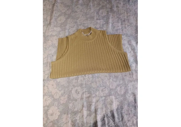 Blusa bege M tricô blusa branca detalhes de renda G