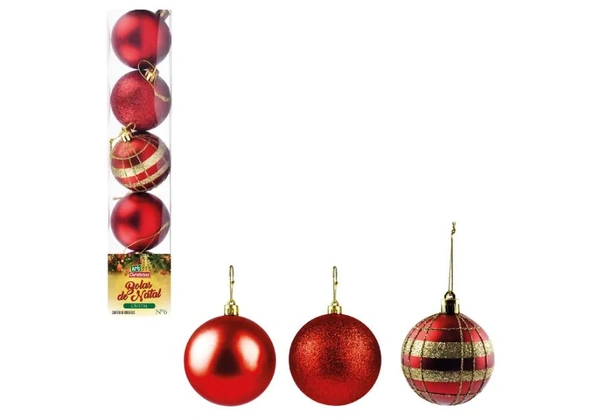 Bolas De Natal Vermelha C/ Dour Cristal Nº7 Zc433