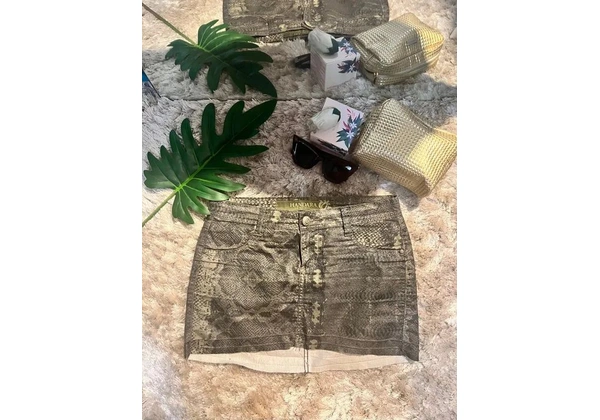 Saia Mini- Saia Animal Print Veste P/M Marca Handara