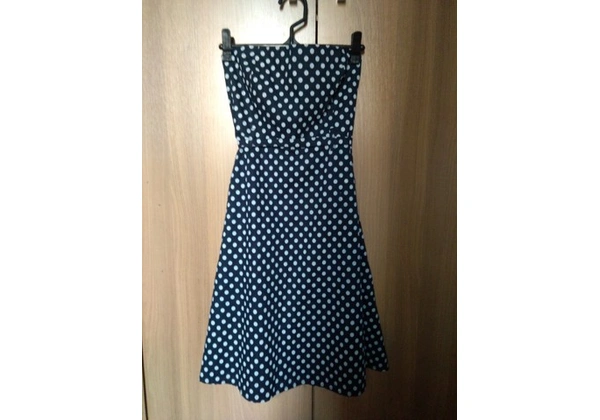 Vestido tqc azul marinho bolinhas