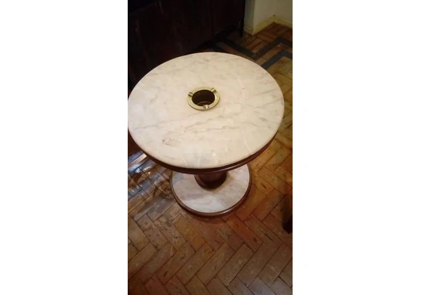 Mesa de Centro Vintage -Madeira e Marmore