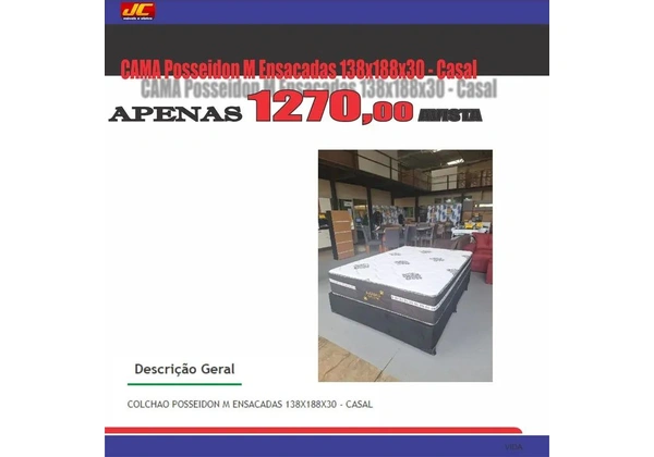 Cama Box Casal Posseidon M Ensacadas 138x188x30 - Apenas R$ 1270, 00