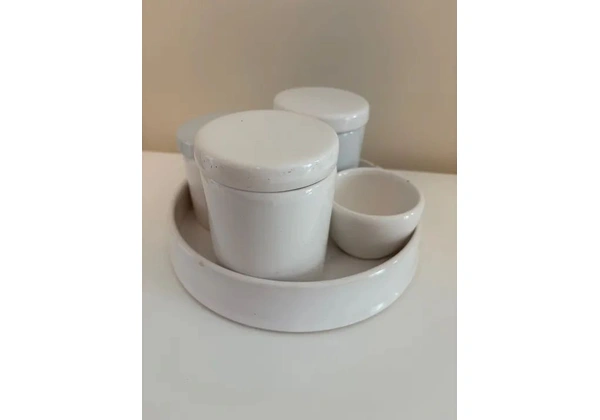 Kit higiene bebê cerâmica branco