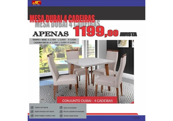 MESA DUBAI 4 CADEIRAS