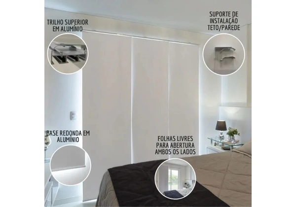 Cortina Painel Liso Blackout Linha Premium - L 1, 8 X A 1, 6 Super Promoção 15% Off