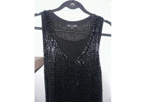 Vestido Le Lis Blanc Paetê Preto Brilho