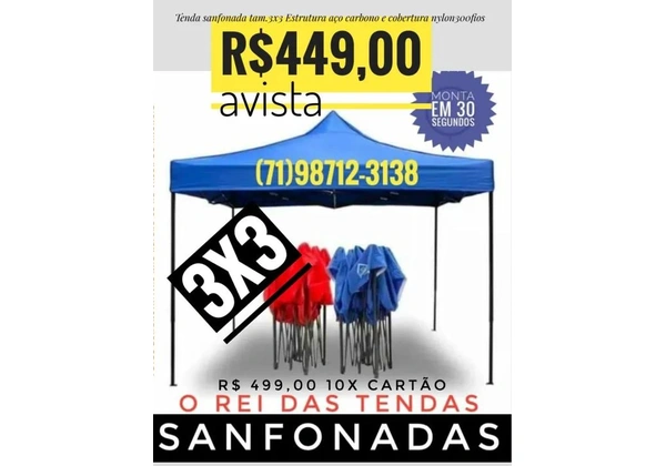 Toldo sanfonado 3x3 monta rápido tenda- Novo