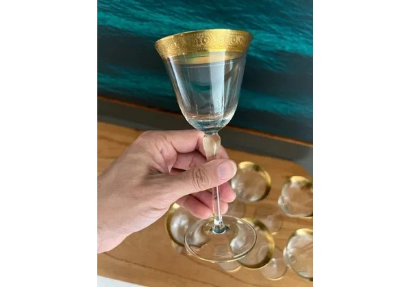 Cálice cristal com borda em Ouro 24k