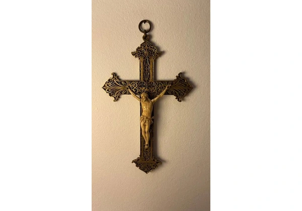 Crucifixo antigo - Marfim e Bronze