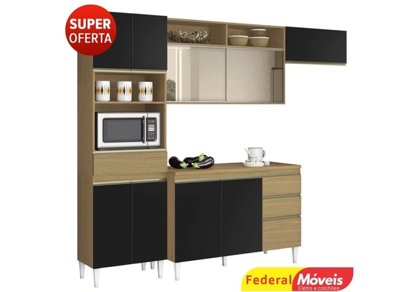 Armário de cozinha completo clara com vidro - novo na caixa