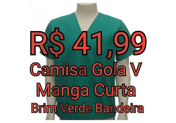 Camisa de Brim Gola V - Verde Bandeira
