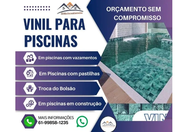 Vinil para Piscinas: com vazamentos, troca ou em construção Até 10x Cartões