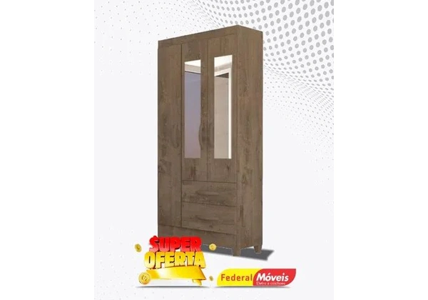 Guarda Roupa 3 Portas 2 Gavetas c/ Espelho Super Lindo Fazemos Entrega