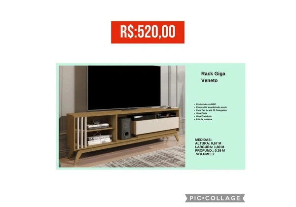 Rack Giga Veneto - Para TVs de até 72 polegadas