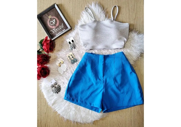 Shorts alfaiataria e Cropd