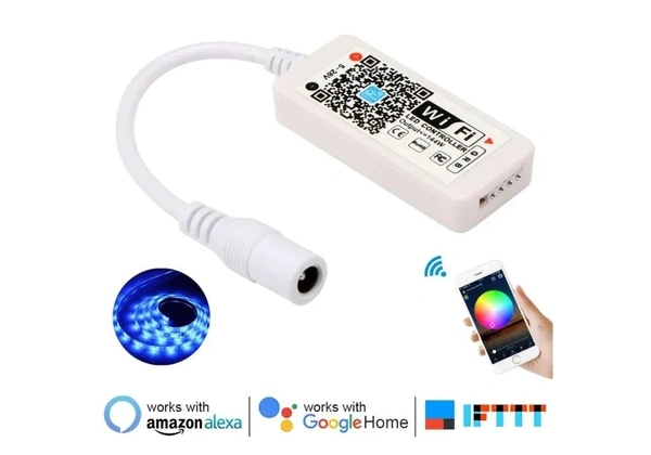 Controlador Wifi Para Fita de Led Rgb Dc 5-24v 100w Funciona Comando Voz com Alexa Google