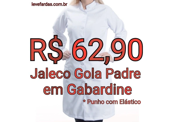 Jaleco em Gabardine Gola Padre - Punho de Elástico