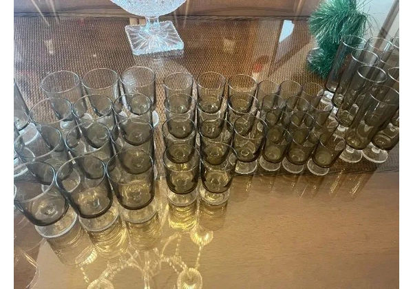 jogo de taças em cristal fume para licor, agua, cerveja, whiskey, vinhos tinto branco e ch