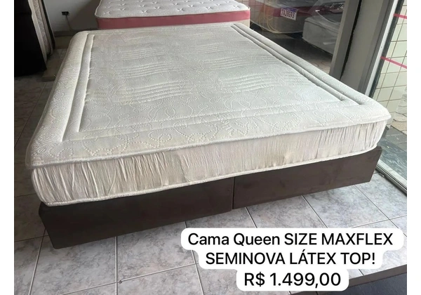 Cama Queen Size Maxflex Seminova Látex Top!